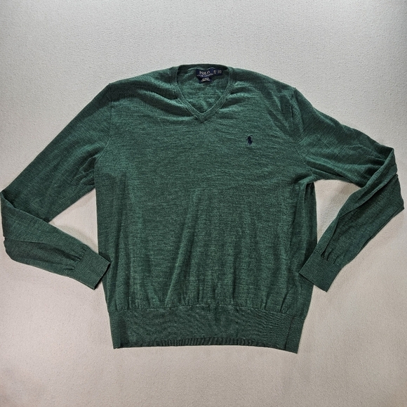 Polo Ralph Lauren Other - Polo Ralph Lauren Merino Wool Sweater XL Green V Neck